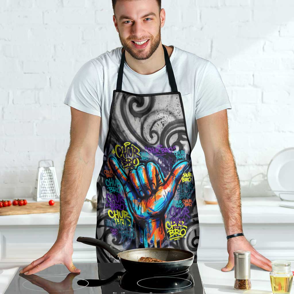 Chur Bro Shaka Sign Apron New Zealand Koru Colorful Graffiti Splash