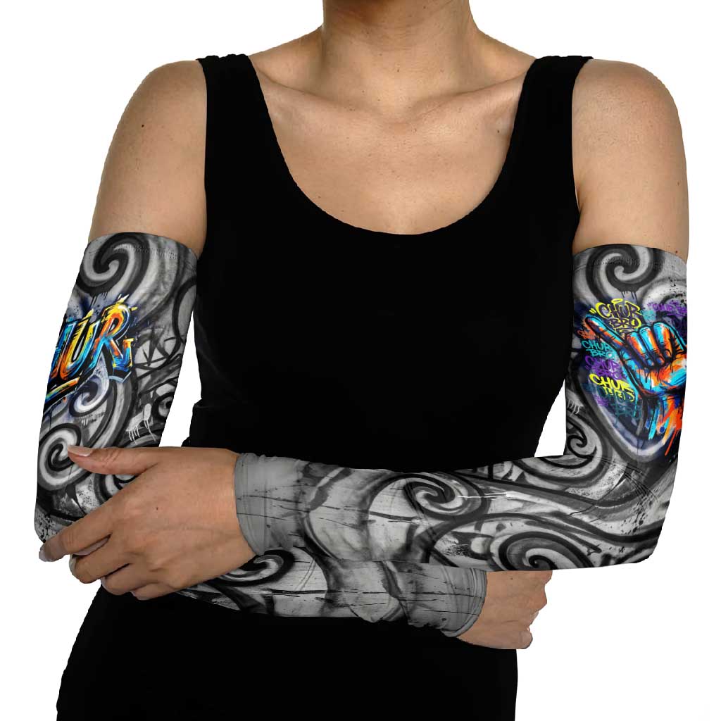 Chur Bro Shaka Sign Arm Sleeves New Zealand Koru Colorful Graffiti Splash