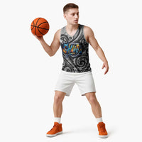 Chur Bro Shaka Sign Basketball Jersey New Zealand Koru Colorful Graffiti Splash