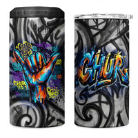 Chur Bro Shaka Sign 4 in 1 Can Cooler Tumbler New Zealand Koru Colorful Graffiti Splash