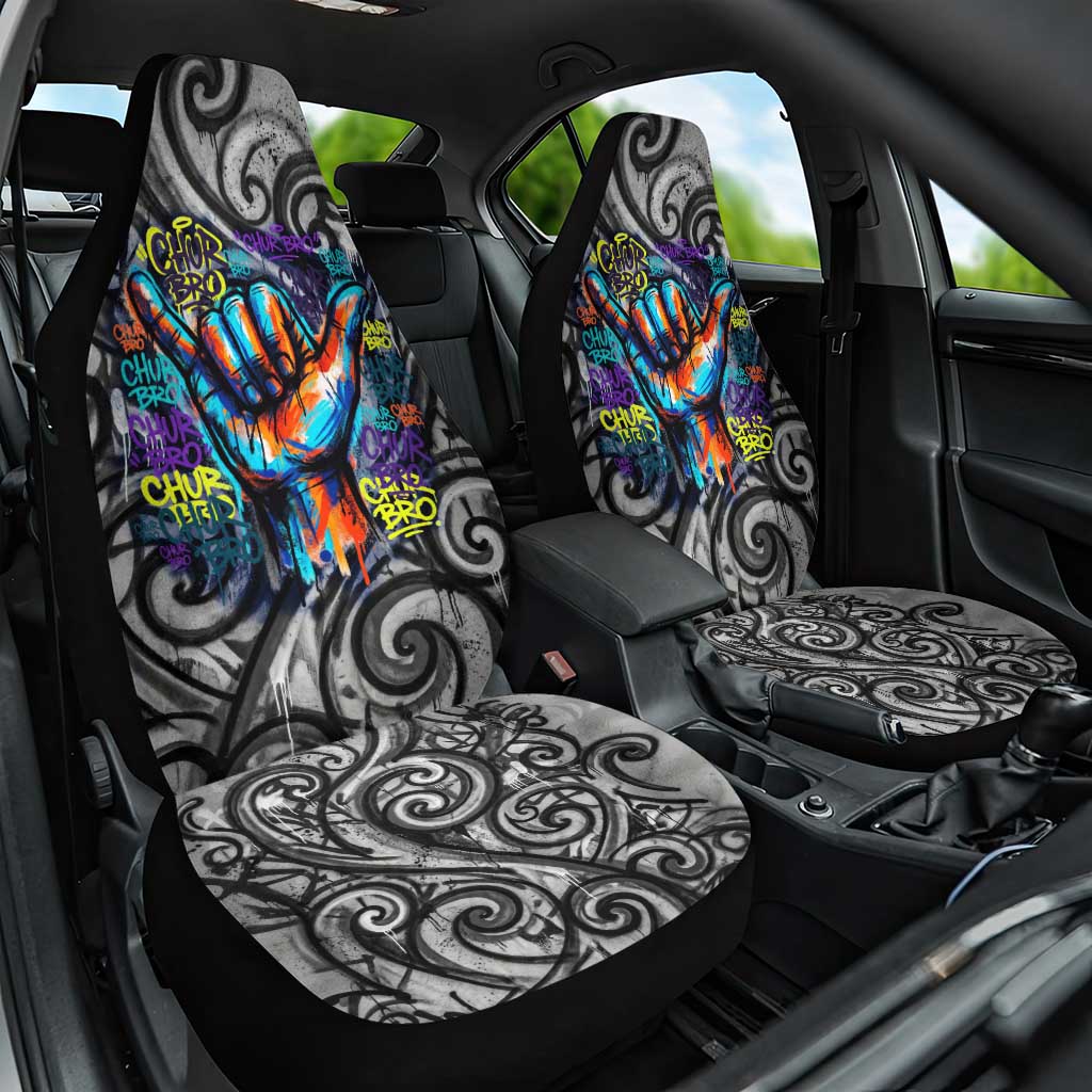 Chur Bro Shaka Sign Car Seat Cover New Zealand Koru Colorful Graffiti Splash