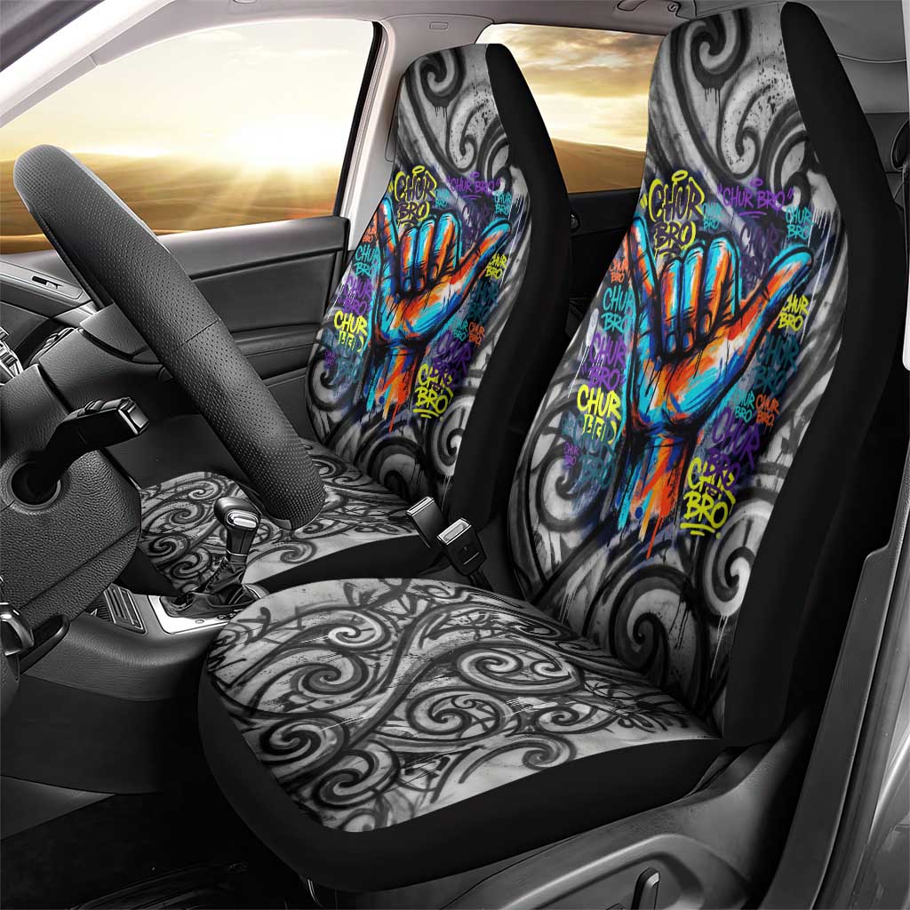 Chur Bro Shaka Sign Car Seat Cover New Zealand Koru Colorful Graffiti Splash
