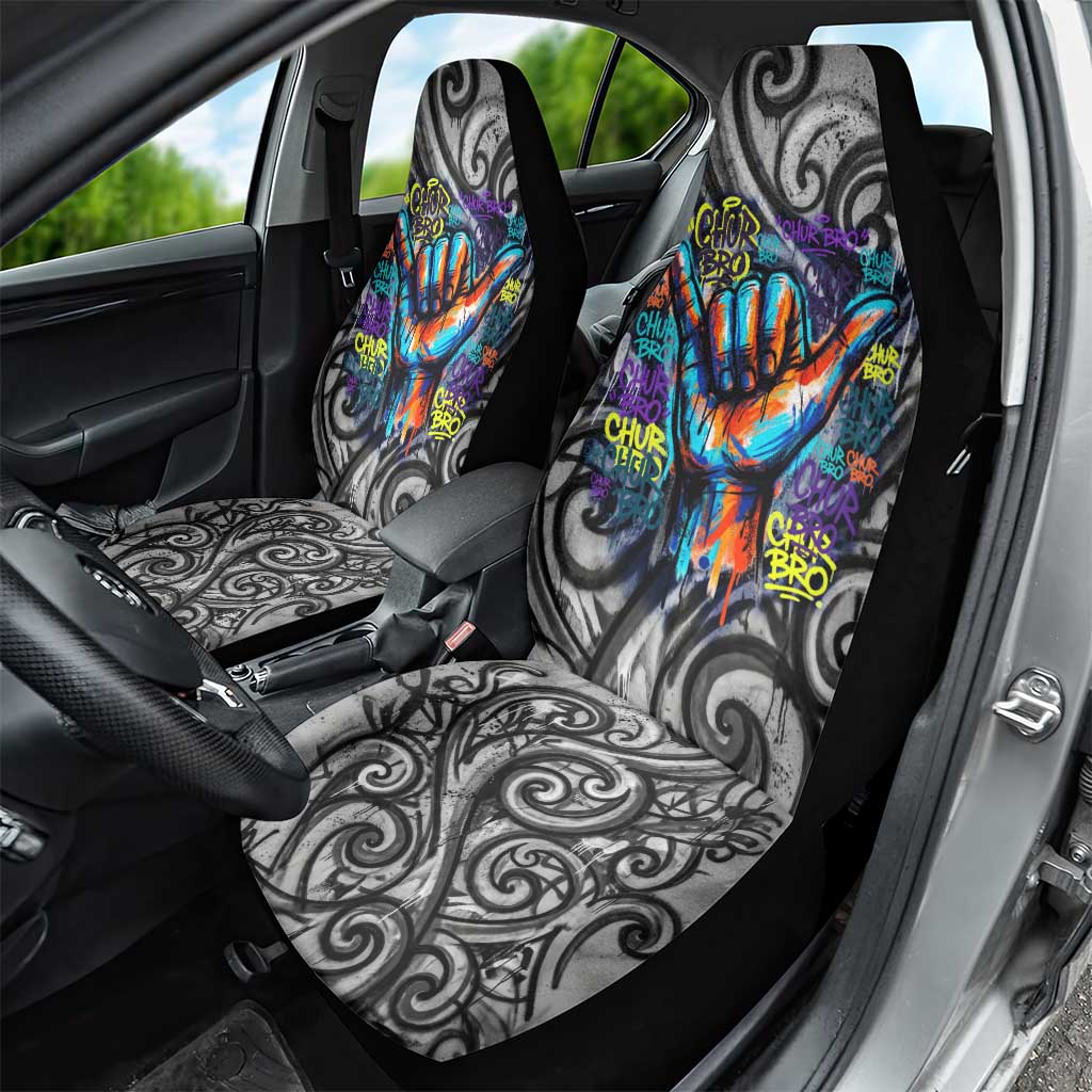 Chur Bro Shaka Sign Car Seat Cover New Zealand Koru Colorful Graffiti Splash