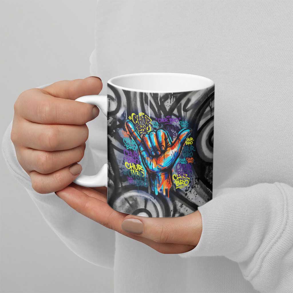 Chur Bro Shaka Sign Ceramic Mug New Zealand Koru Colorful Graffiti Splash