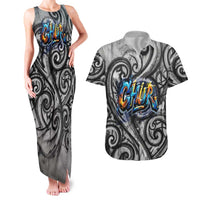 Chur Bro Shaka Sign Couples Matching Tank Maxi Dress and Hawaiian Shirt New Zealand Koru Colorful Graffiti Splash TS04 Multicolor - Polynesian Pride