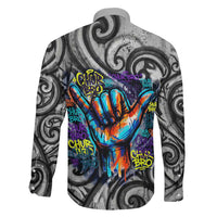 Chur Bro Shaka Sign Family Matching Long Sleeve Bodycon Dress and Hawaiian Shirt New Zealand Koru Colorful Graffiti Splash TS04 - Polynesian Pride