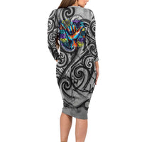 Chur Bro Shaka Sign Family Matching Long Sleeve Bodycon Dress and Hawaiian Shirt New Zealand Koru Colorful Graffiti Splash TS04 - Polynesian Pride