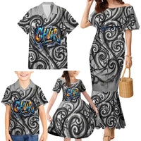 Chur Bro Shaka Sign Family Matching Mermaid Dress and Hawaiian Shirt New Zealand Koru Colorful Graffiti Splash TS04 - Polynesian Pride