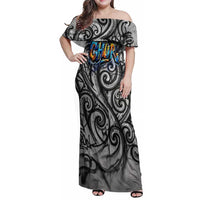 Chur Bro Shaka Sign Family Matching Off Shoulder Maxi Dress and Hawaiian Shirt New Zealand Koru Colorful Graffiti Splash TS04 Mom's Dress Multicolor - Polynesian Pride