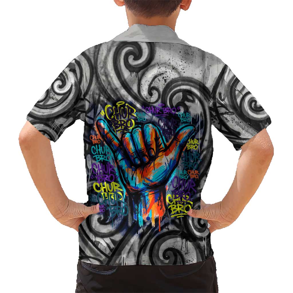 Chur Bro Shaka Sign Family Matching Summer Maxi Dress and Hawaiian Shirt New Zealand Koru Colorful Graffiti Splash TS04 - Polynesian Pride