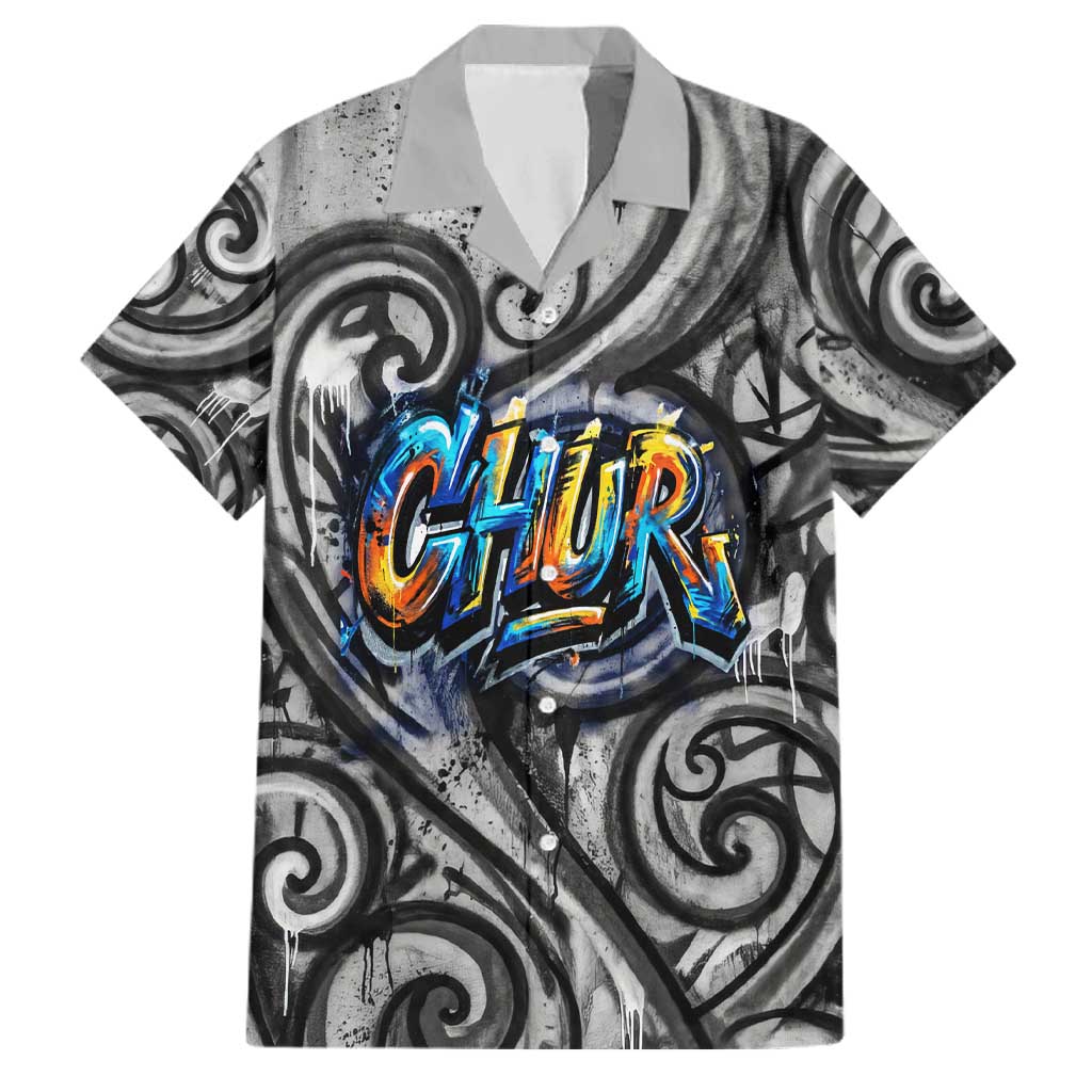 Chur Bro Shaka Sign Family Matching Summer Maxi Dress and Hawaiian Shirt New Zealand Koru Colorful Graffiti Splash TS04 Dad's Shirt - Short Sleeve Multicolor - Polynesian Pride