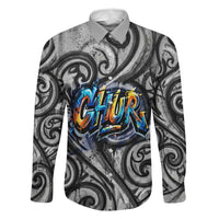Chur Bro Shaka Sign Family Matching Summer Maxi Dress and Hawaiian Shirt New Zealand Koru Colorful Graffiti Splash TS04 Dad's Shirt - Long Sleeve Multicolor - Polynesian Pride