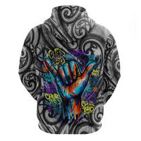 Chur Bro Shaka Sign Hoodie New Zealand Koru Colorful Graffiti Splash