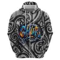 Chur Bro Shaka Sign Hoodie New Zealand Koru Colorful Graffiti Splash