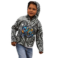 Chur Bro Shaka Sign Kid Hoodie New Zealand Koru Colorful Graffiti Splash