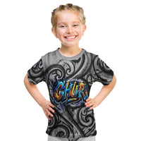 Chur Bro Shaka Sign Kid T Shirt New Zealand Koru Colorful Graffiti Splash