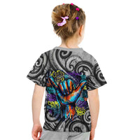 Chur Bro Shaka Sign Kid T Shirt New Zealand Koru Colorful Graffiti Splash