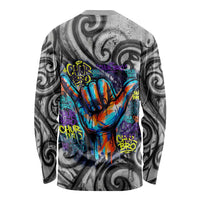 Chur Bro Shaka Sign Long Sleeve Shirt New Zealand Koru Colorful Graffiti Splash
