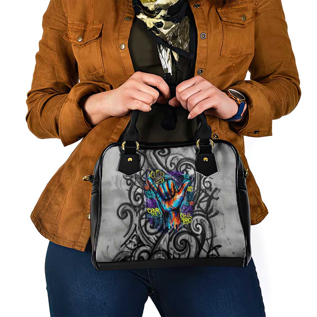 Chur Bro Shaka Sign Shoulder Handbag New Zealand Koru Colorful Graffiti Splash