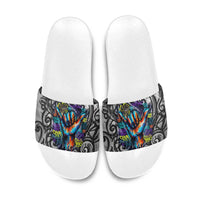 Chur Bro Shaka Sign Slide Sandals New Zealand Koru Colorful Graffiti Splash