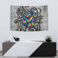 Chur Bro Shaka Sign Tapestry New Zealand Koru Colorful Graffiti Splash