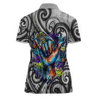 Chur Bro Shaka Sign Women Polo Shirt New Zealand Koru Colorful Graffiti Splash