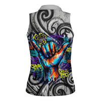 Chur Bro Shaka Sign Women Sleeveless Polo Shirt New Zealand Koru Colorful Graffiti Splash TS04 - Polynesian Pride
