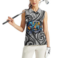 Chur Bro Shaka Sign Women Sleeveless Polo Shirt New Zealand Koru Colorful Graffiti Splash TS04 - Polynesian Pride