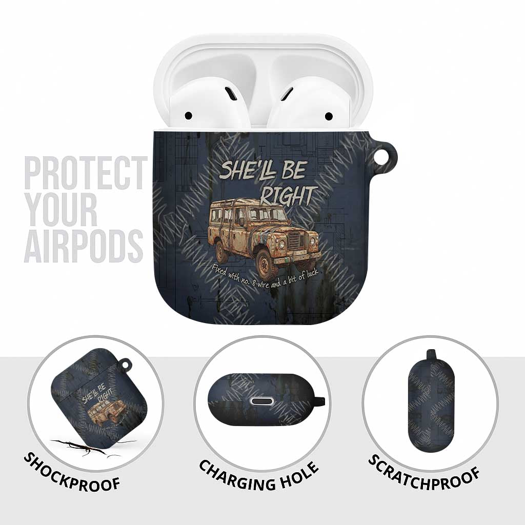 New Zealand She’ll Be Right AirPods Case NZ Slang No. 8 Wire Map Pattern