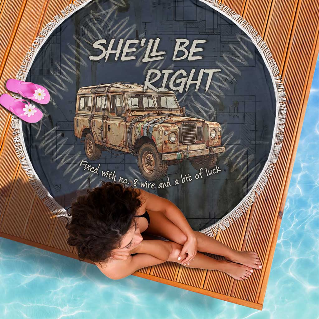 New Zealand She’ll Be Right Beach Blanket NZ Slang No. 8 Wire Map Pattern