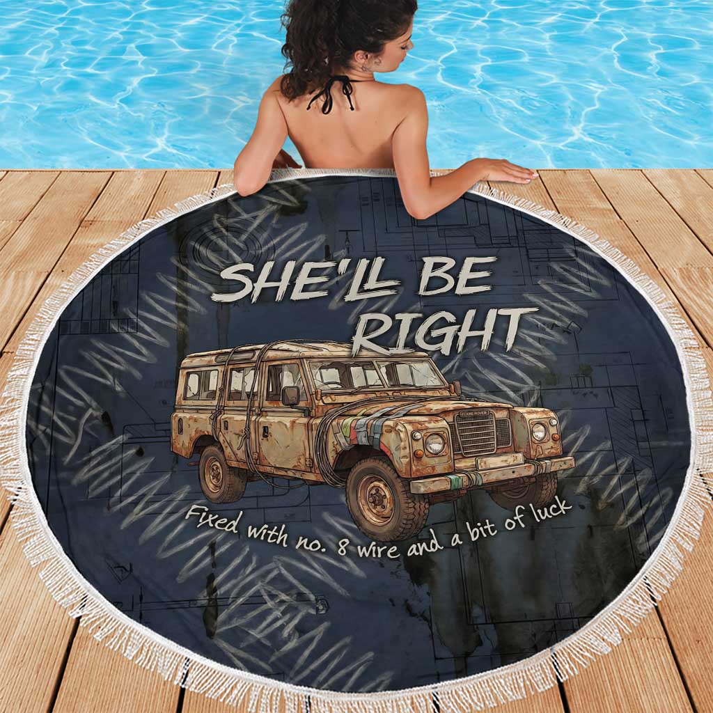 New Zealand She’ll Be Right Beach Blanket NZ Slang No. 8 Wire Map Pattern