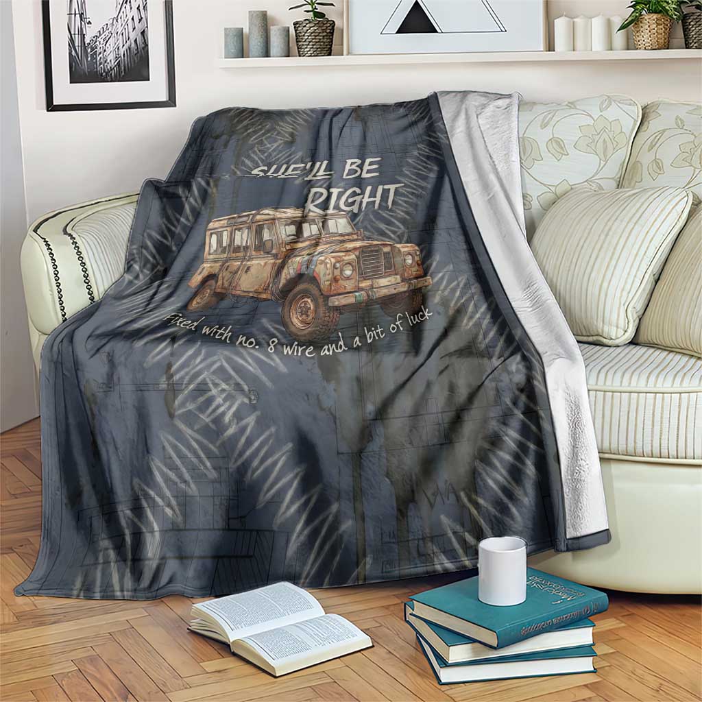 New Zealand She’ll Be Right Blanket NZ Slang No. 8 Wire Map Pattern