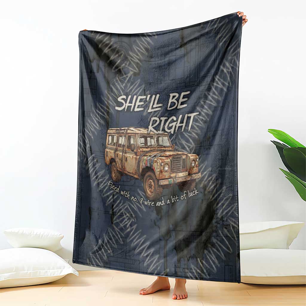 New Zealand She’ll Be Right Blanket NZ Slang No. 8 Wire Map Pattern
