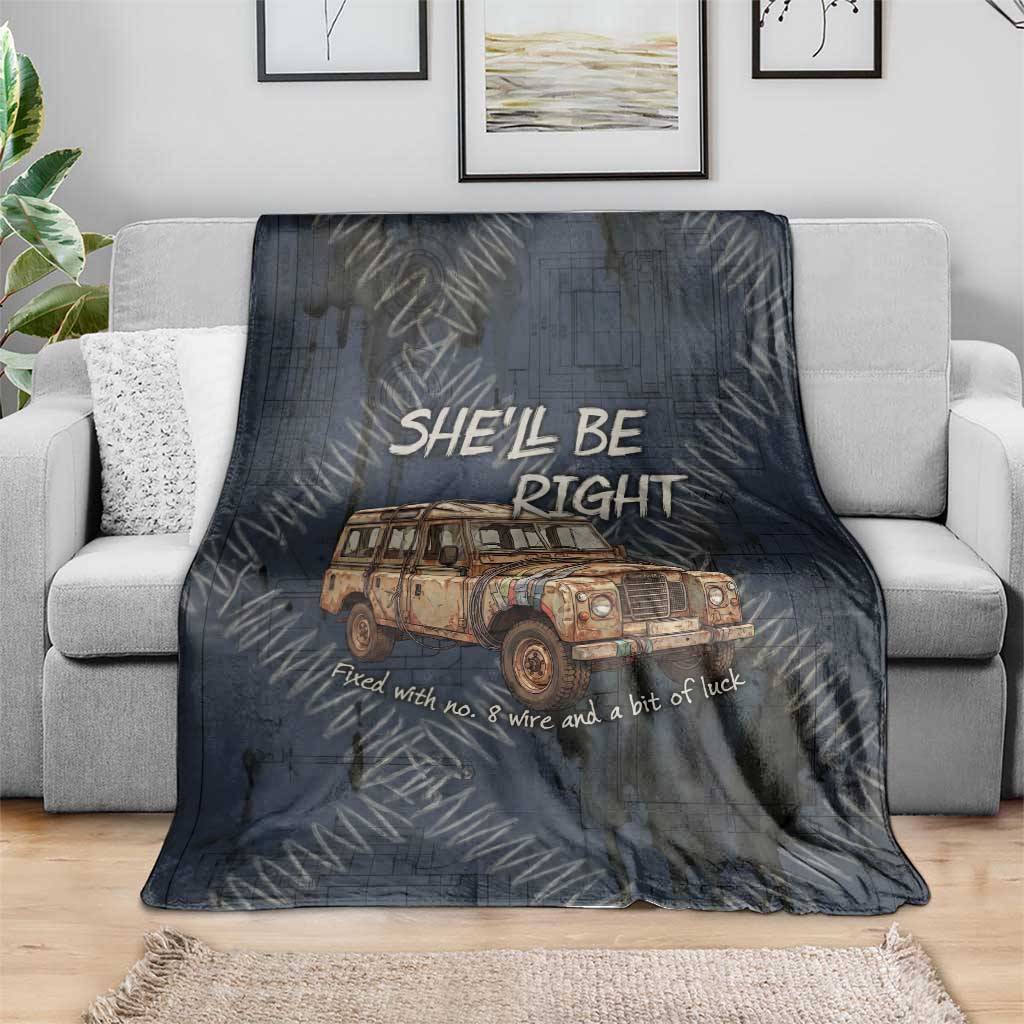 New Zealand She’ll Be Right Blanket NZ Slang No. 8 Wire Map Pattern