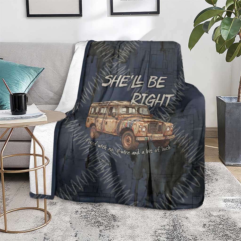 New Zealand She’ll Be Right Blanket NZ Slang No. 8 Wire Map Pattern
