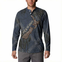 New Zealand She’ll Be Right Button Sweatshirt NZ Slang No. 8 Wire Map Pattern
