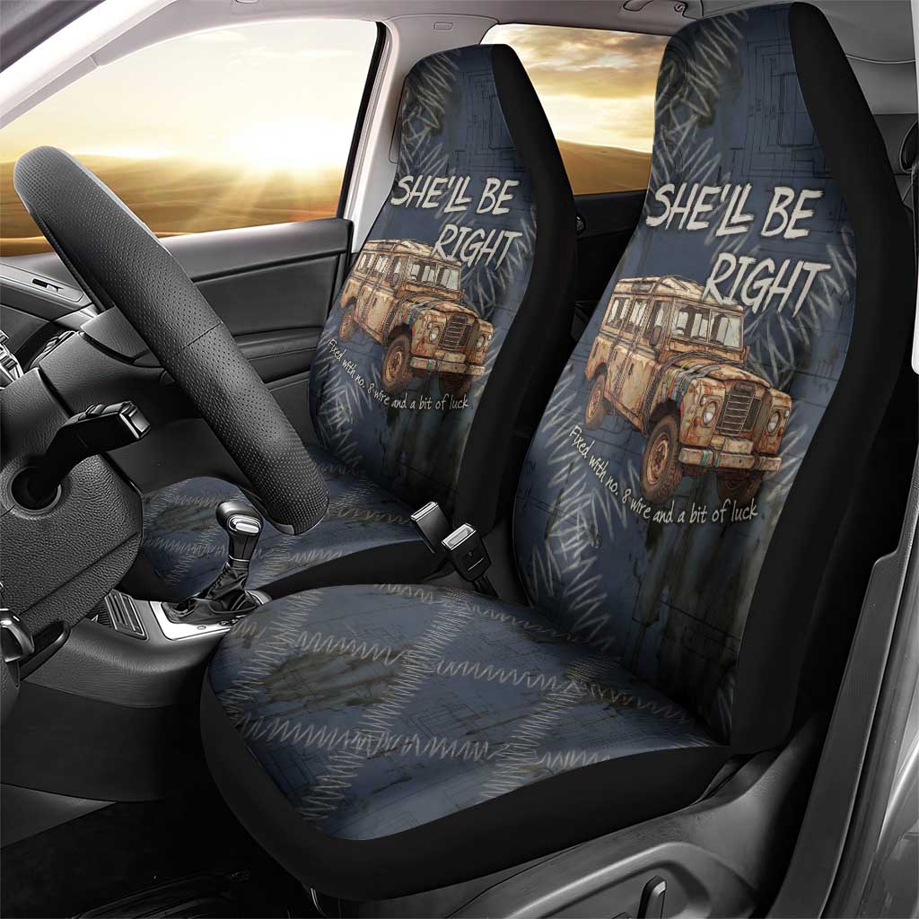 New Zealand She’ll Be Right Car Seat Cover NZ Slang No. 8 Wire Map Pattern