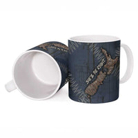 New Zealand She’ll Be Right Ceramic Mug NZ Slang No. 8 Wire Map Pattern