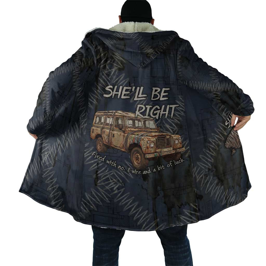 New Zealand She’ll Be Right Cloak NZ Slang No. 8 Wire Map Pattern
