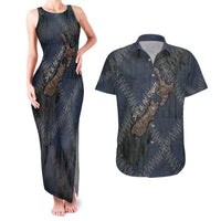 New Zealand She’ll Be Right Couples Matching Tank Maxi Dress and Hawaiian Shirt NZ Slang No. 8 Wire Map Pattern