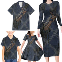 New Zealand She’ll Be Right Family Matching Long Sleeve Bodycon Dress and Hawaiian Shirt NZ Slang No. 8 Wire Map Pattern