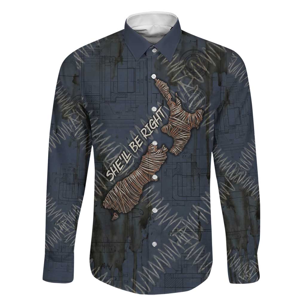 New Zealand She’ll Be Right Family Matching Off Shoulder Short Dress and Hawaiian Shirt NZ Slang No. 8 Wire Map Pattern