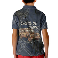 New Zealand She’ll Be Right Kid Polo Shirt NZ Slang No. 8 Wire Map Pattern