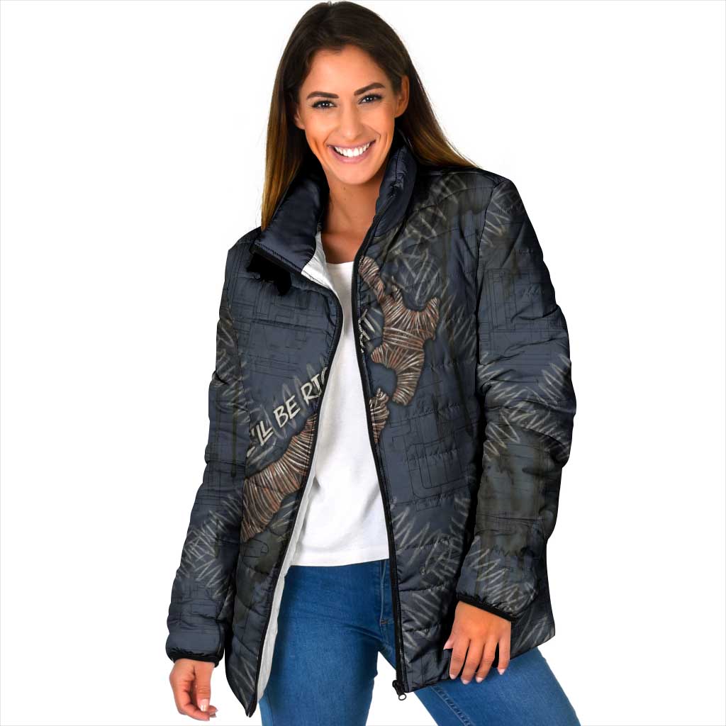 New Zealand She’ll Be Right Padded Jacket NZ Slang No. 8 Wire Map Pattern