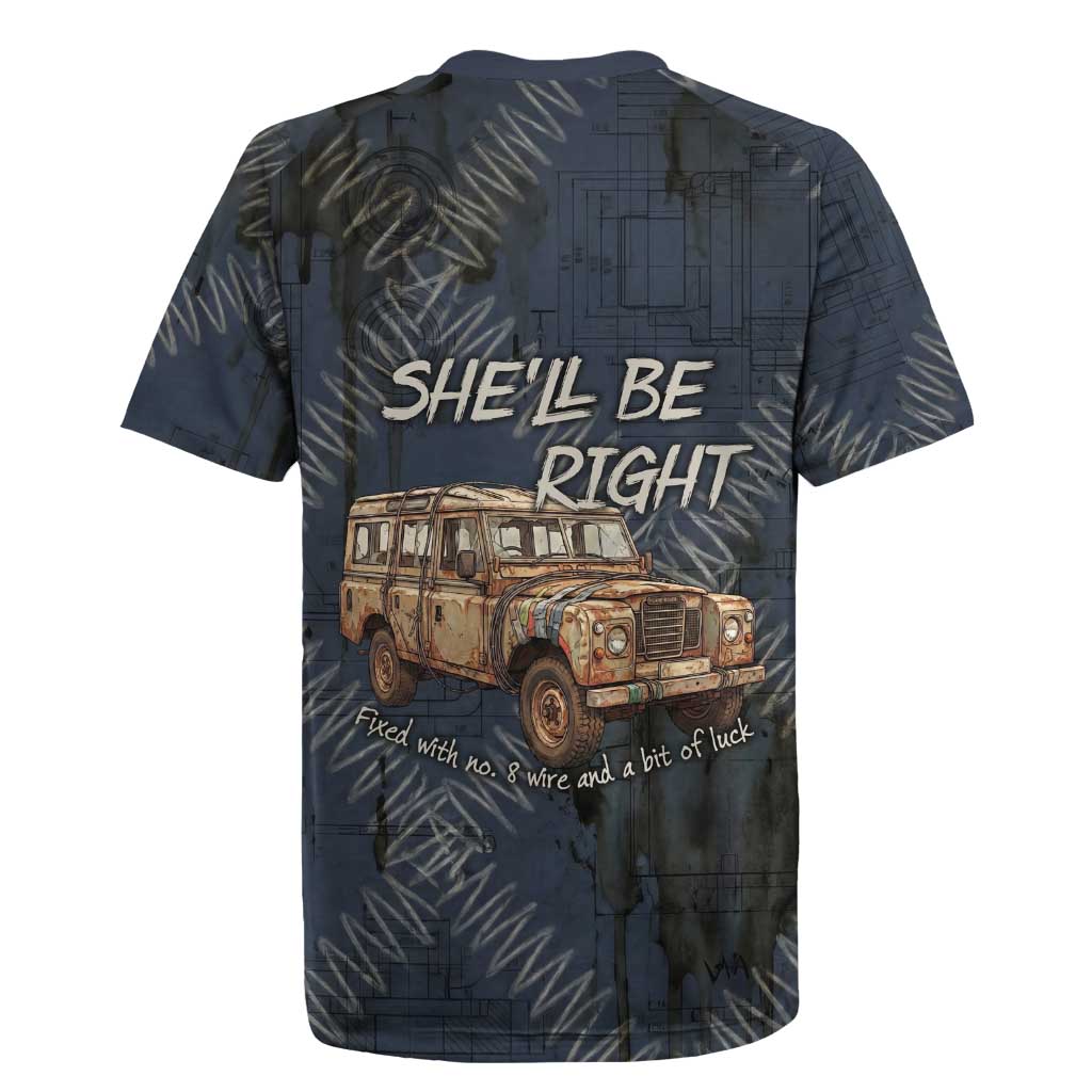 New Zealand She’ll Be Right Rugby Jersey NZ Slang No. 8 Wire Map Pattern
