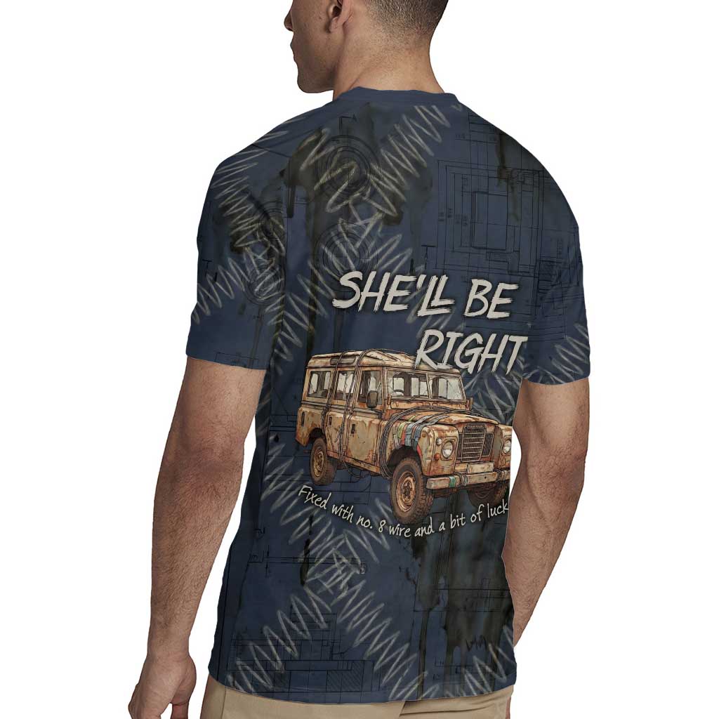 New Zealand She’ll Be Right Rugby Jersey NZ Slang No. 8 Wire Map Pattern