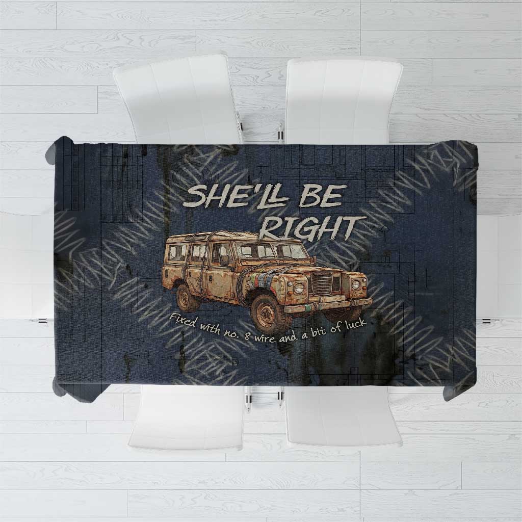 New Zealand She’ll Be Right Tablecloth NZ Slang No. 8 Wire Map Pattern