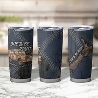 New Zealand She’ll Be Right Tumbler Cup NZ Slang No. 8 Wire Map Pattern