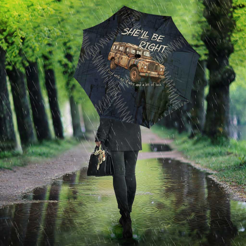New Zealand She’ll Be Right Umbrella NZ Slang No. 8 Wire Map Pattern