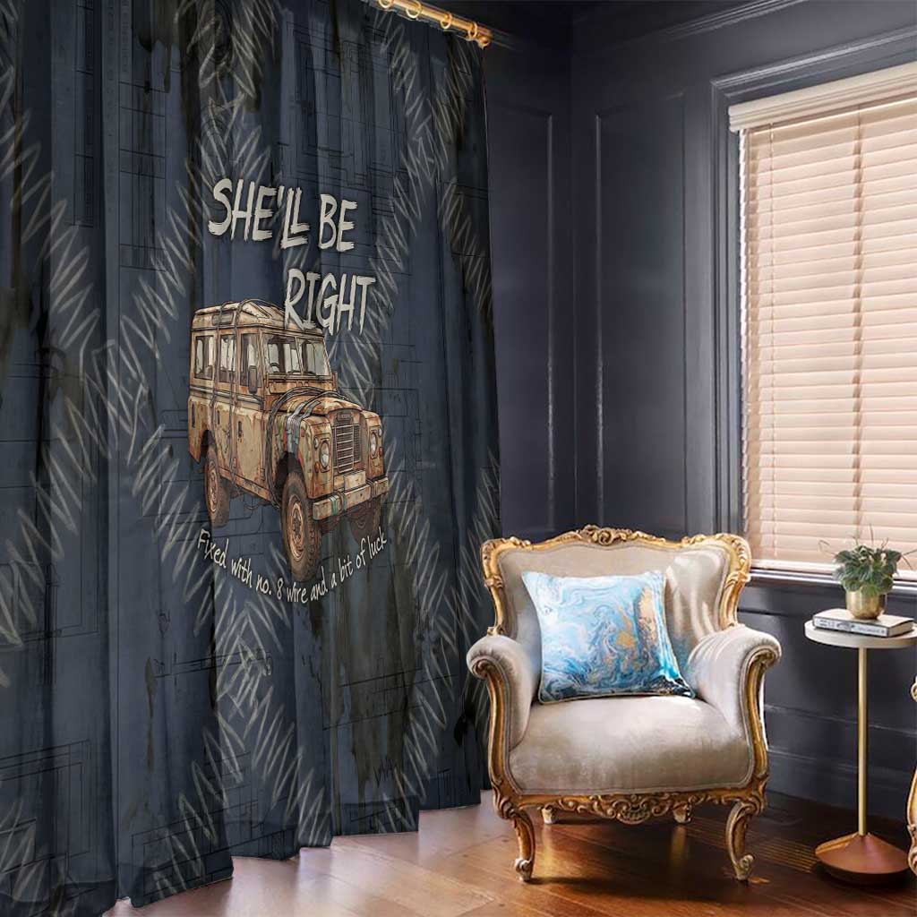 New Zealand She’ll Be Right Window Curtain NZ Slang No. 8 Wire Map Pattern